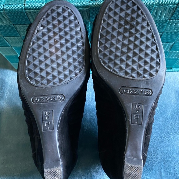 AEROSOLES women’s suede black ankle open toe booties/size 6 - Picture 6 of 11